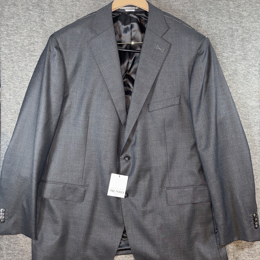 Atelier Munro Mens Gray Unstructured Wool Sport Coat Jacket Sz 54 (US) NEW $1485